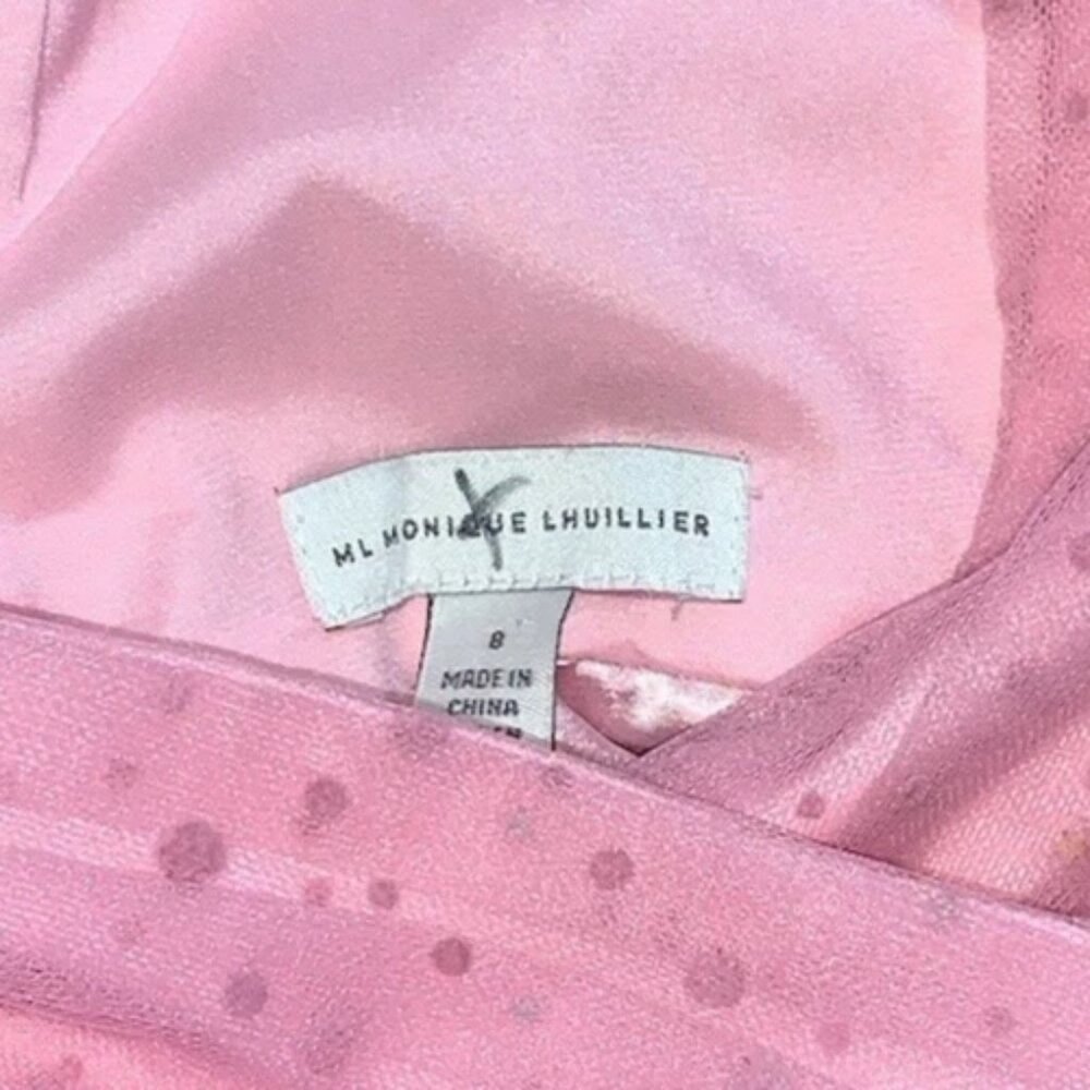 Monique Lhuillier Pink Tiered Tulle Backless V-Neck Mini Dress - Picture 8 of 8